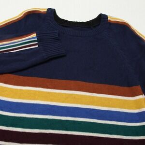 KAVU Sweater Mens Medium Navy Ketchum Crewneck Striped Raglan Pullover Knit